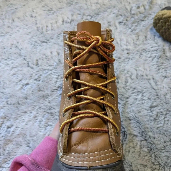 LL Bean Duck Boots 8" Brown Size 6 B M Unlined Winter Waterproof Water Snow - Picture 3 of 12